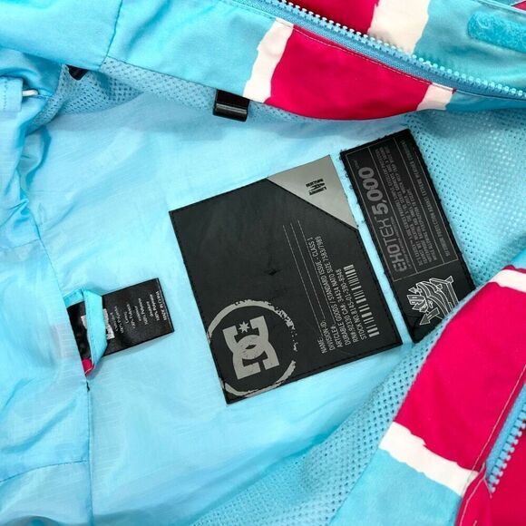 DC Exotex 5000 Ski Jacket Womens Medium Blue & Red Striped Lined Full Zip Hooded - Picture 8 of 12